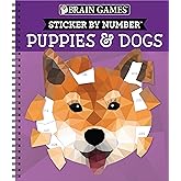 Brain Games - Sticker by Number: Puppies & Dogs - 2 Books in 1 (42 Images to Sticker)