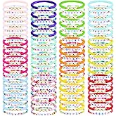 96PCS Friendship Bracelets Bulk for Women, Stackable Colorful Clay Beaded Bracelet with Heart Charms, Preppy Y2K Galentines Day Bracelets Surfer Heishi Bracelet Rainbow Matching Gifts & Party Favors