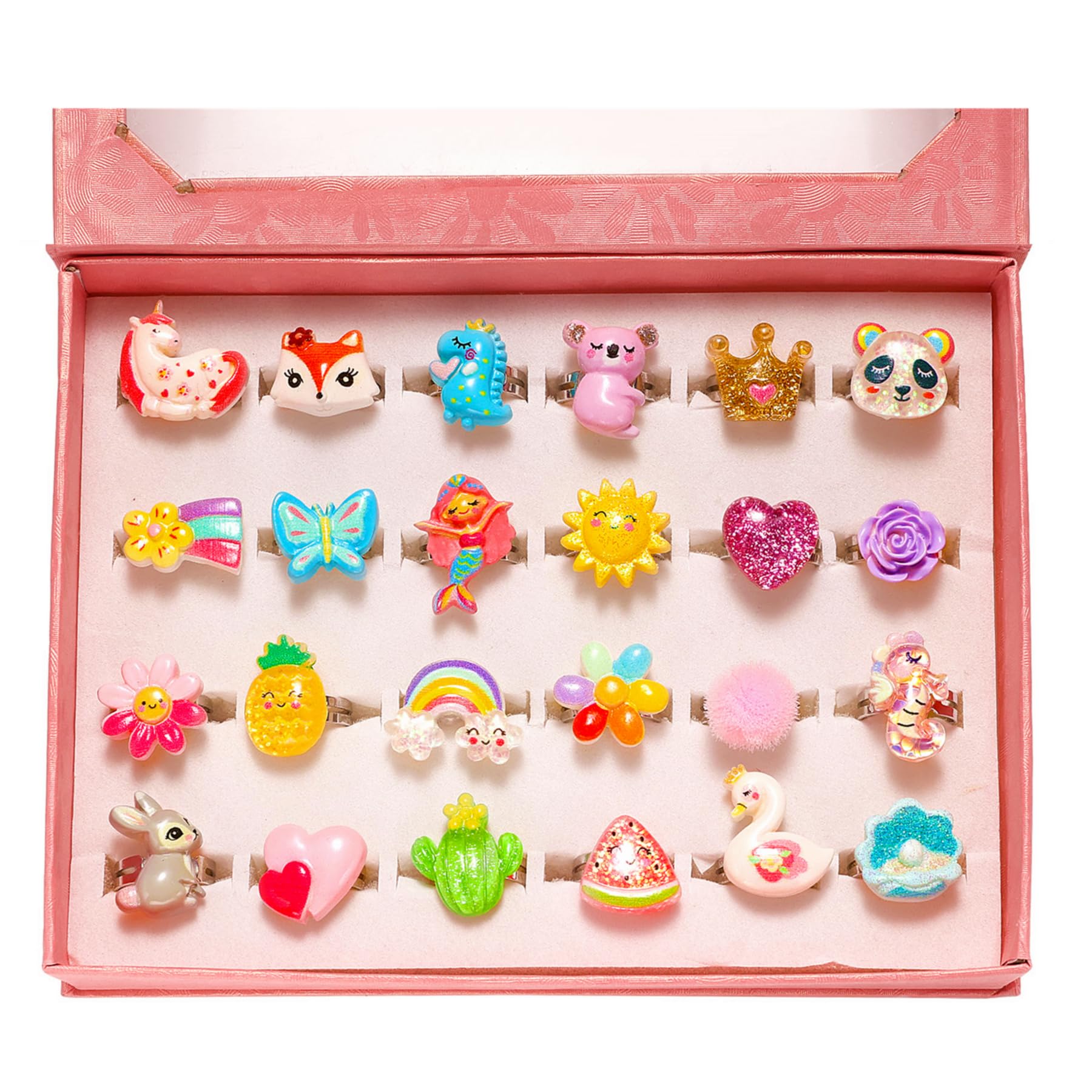 Photo 1 of PinkSheep Little Girl Jewel Rings in Heart Box, Adjustable, Girl Gift Pretend Play and Dress Up Rings