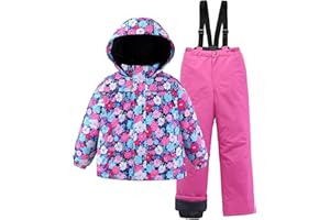 M2C Boys Girls 2-Piece Snowsuit Thicken Patterned Ski Jackets and Pants