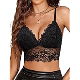 Avidlove Lace Bralettes for Women V Neck Spaghetti Strap Bra Unpadded Tops Sexy Cami Crop Top Going Out Lingerie