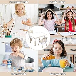 Adjustable Kids Table & Chairs Set for Ages 3-8