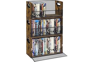 Salajory CD DVD Storage Rack 3-Pack with Handles, Holds 28 DVD or 32 Blu-ray Cases per Rack | Portable DVD Case Holder for De