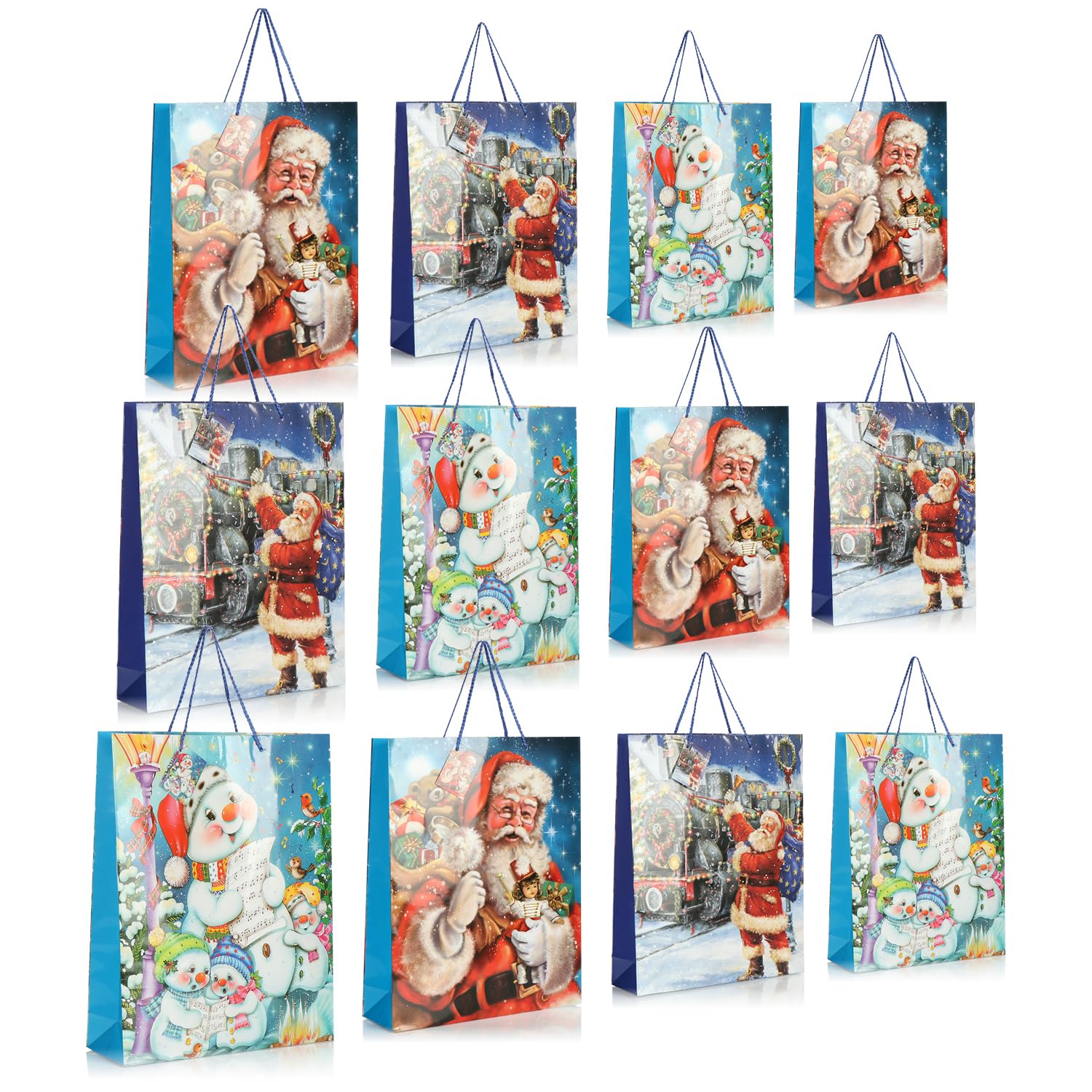 com-four® 12x gift bag for Christmas, Santa Claus and Advent - gift packaging 42cm - XXL gift bag with Christmas motifs - gift bag made of paper (12 pieces - XXL)