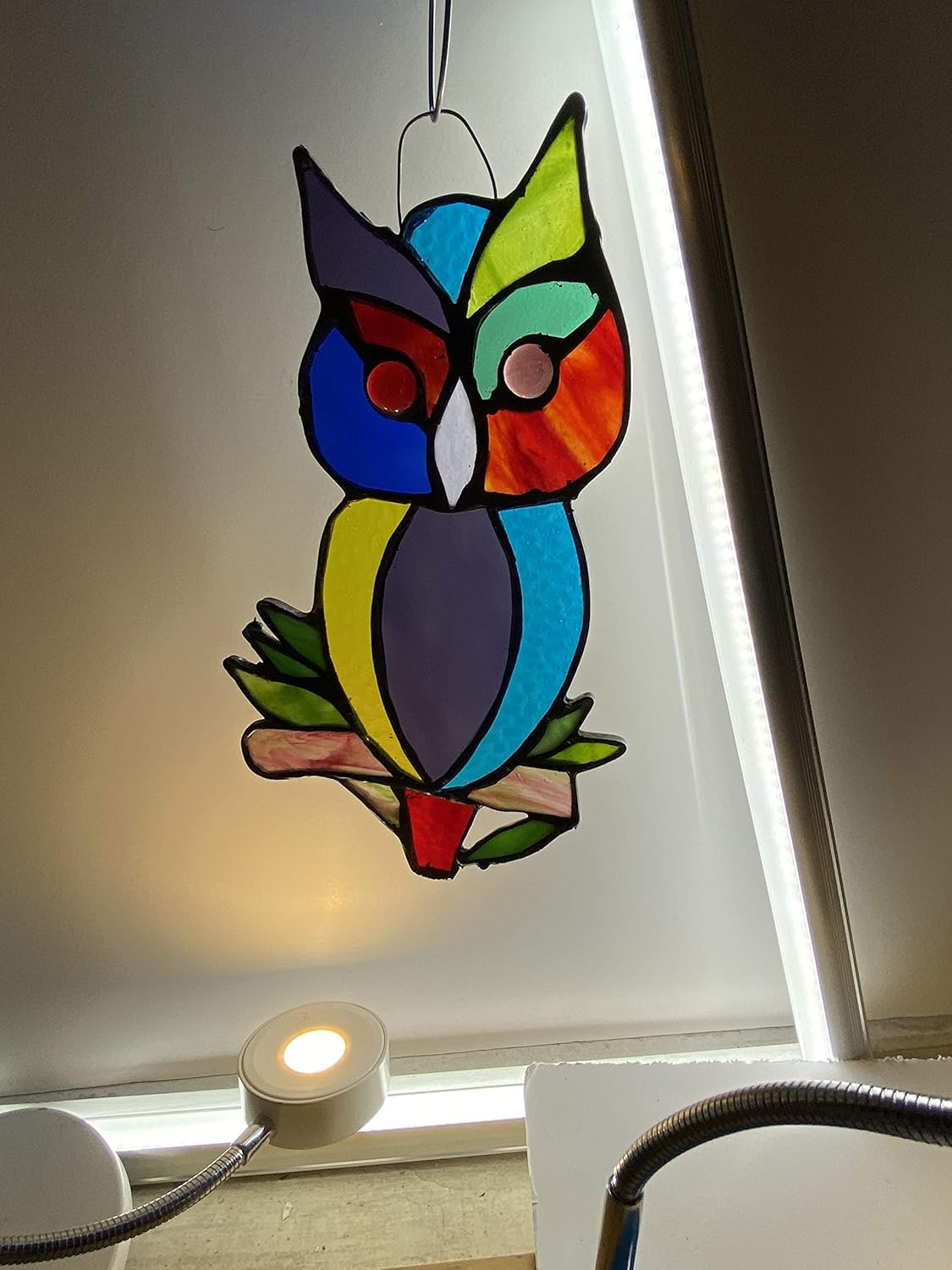 multicolor Owl stained glass Handmade