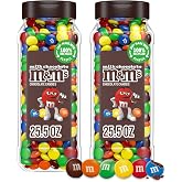 M&amp;M'S Milk Chocolate Candy, Resealable Jars, Party Size, 25.5 oz, 2 Pack | Colorful milk chocolate candies in resealable jars for easy pour for sharing, movie night snacks, candy buffets, party, gifts