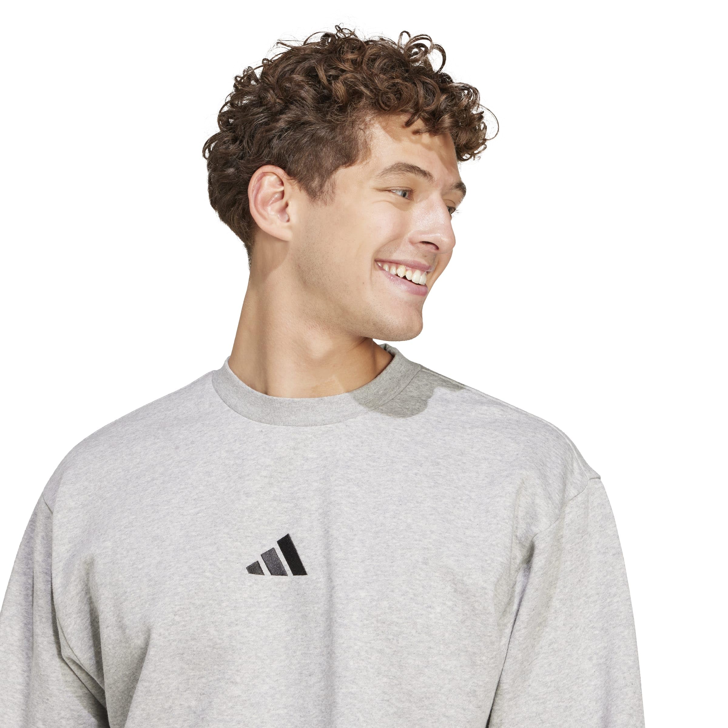 adidas Herren Essentials Feelcozy Fleece Sweatshirt, medium Grey Heather/Black, XXL 5