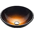 KRAUS Round Copper Brown Glass Vessel Bathroom Sink 16 1/2 inch, GV-580
