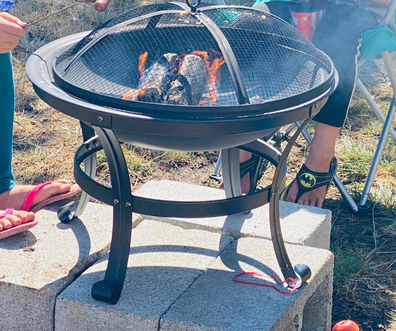 KingSo Fire Pit, 22" Fire Pits Outdoor Wood Burning Steel BBQ Grill