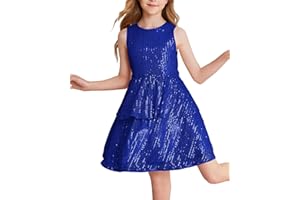 Danna Belle Girls Sequin Dress Sleeveless Party Birthday Dual-Layer Dresses 5-14
