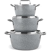 Granitestone Nesting Stock Pot Set Nonstick 6 Piece Multipurpose Stockpot Set, Ultra Nonstick Coating, 100% PFOA Free, 5qt, 3
