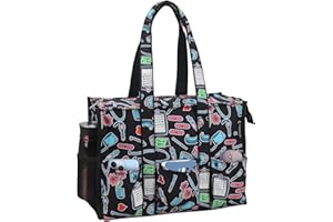 ABAMERICA Nurse Bags for Work Nursing Bag Multiple Pockets Waterproof Organizing Zip Top Clinical Bag for Nursing Students