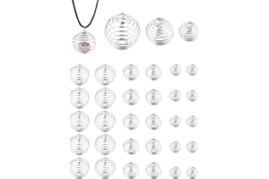 JIALEEY Spiral Bead Cages Pendants, 30 PCs 3 Sizes Silver Plated Stone Holder Necklace Cage Pendants Findings for Jewelry Making and Crafting