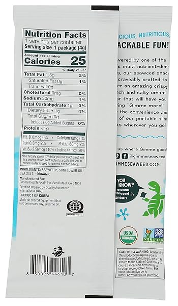 GIMME ORGANIC SEA SALT SEAWEED GRAB & GO SINGLES, 0.14 OZ