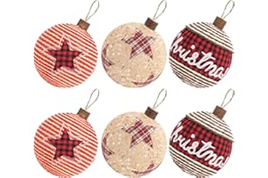 SY Super Bang Rustic Boho Christmas Ball Ornaments Set, 2.76"/70MM Shatterproof Christmas Tree Hanging Decorations, for Home Party Indoor Farmhouse Thanksgiving Xmas Decor - 6PCS.