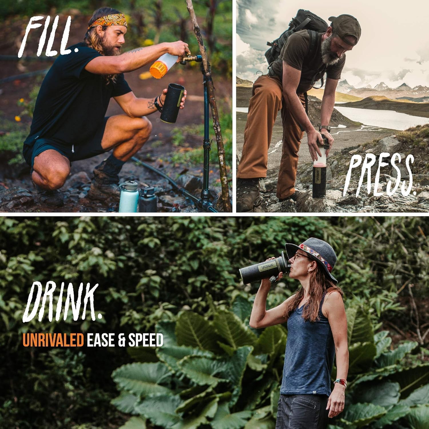 GRAYL GeoPress Purifier + Extra Filter Cartridge [Bundle] for Hiking, Camping, Survival, and Travel: Home Improvement
