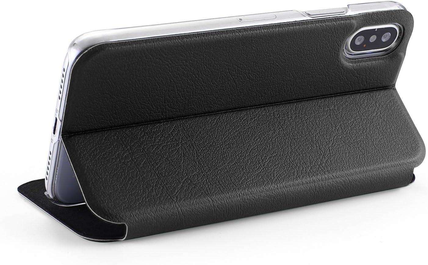 doupi Flip Cover for iPhone X/Xs 5.8 inch, Magnet Protective Flip Case Book Style Screen Protector Stand, black - Image 4
