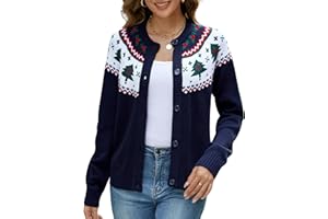 LUBOT Christmas Sweaters Cardigans for Women Ugly Soft Fuzzy Knit Long Sleeve Pullover for Christmas Party Holiday S-XXL