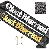 2 Pcs Just Married Engagement Proposal Party Sashes Kit, Funny Bride to Be and Groom to Be Sash for Bachelorette Bridal Shower Wedding Party, Future Mrs and Lucky Mr Sash