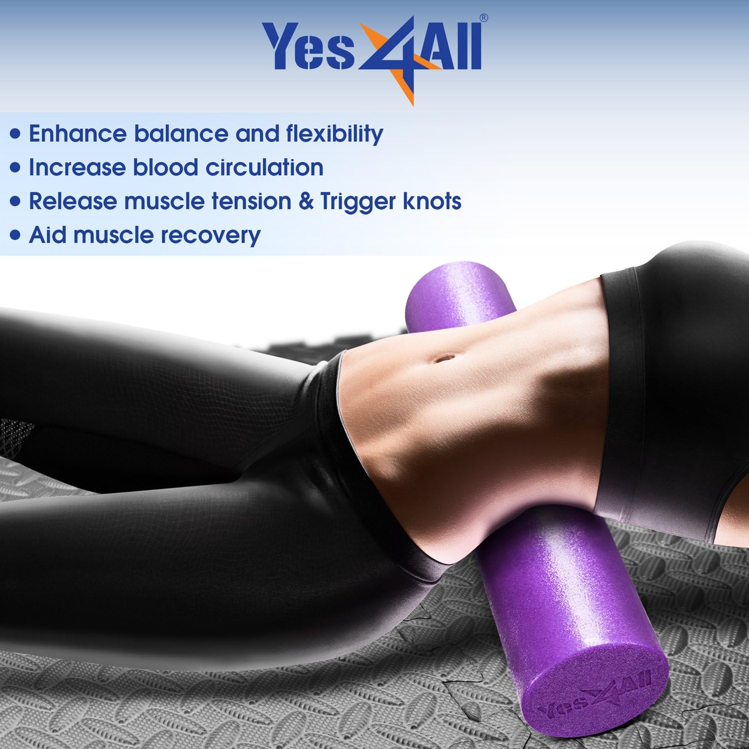 Yes4All Premium Medium Density Round PE Foam Roller for Physical Therapy - 36inch (Purple) : Sports & Outdoors