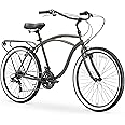sixthreezero Around The Block Men's Beach Cruiser Bike, Hybrid Bicycle with Rear Rack