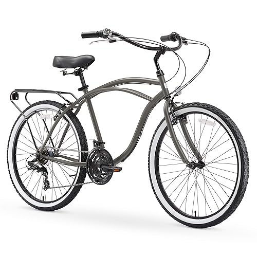 sixthreezero Around The Block Men's Beach Cruiser Bike, 21-Speed Hybrid  Bicycle with Rear Rack, 26 Inch Wheels, Matte Grey in Oman Whizz Cruiser 