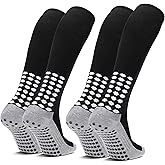 Ultrafun 2/4 Pairs Grip Soccer Socks Non Slip Knee High Compression Soccer Football Socks