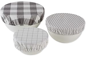 DII Reusable Cloth Bowl Cover Collection Machine Washable, Cotton with Elastic Stretch for Food Storage, 10.25"/8.25"/7.5" Di
