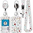 Immaturus Nurse Badge Reel Pharmacy Lanyards for Id Badges, ID Badge Holder with Retractable Lanyard, ID Holder with Keychain Clips Heavy Duty, RN Name Tag ID Card Holder Doctor Women Office Gift