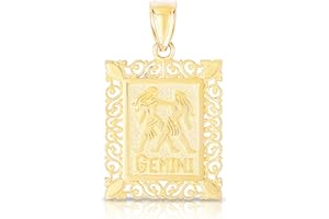 Floreo 10k Yellow Gold Horoscope Zodiac Sign Pendant with Optional Necklace, 0.73" x 0.62"