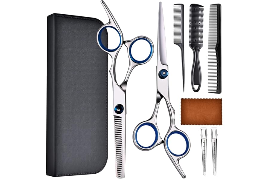 YUQGAOP Hair Cutting Scissors Set, Professional Stainless Cutting Hair Scissors, Barber Hair Cutting Scissors Thinning Shears Sharp Blades Hairdresser Haircut for Women/Men/kids, LFJ1234