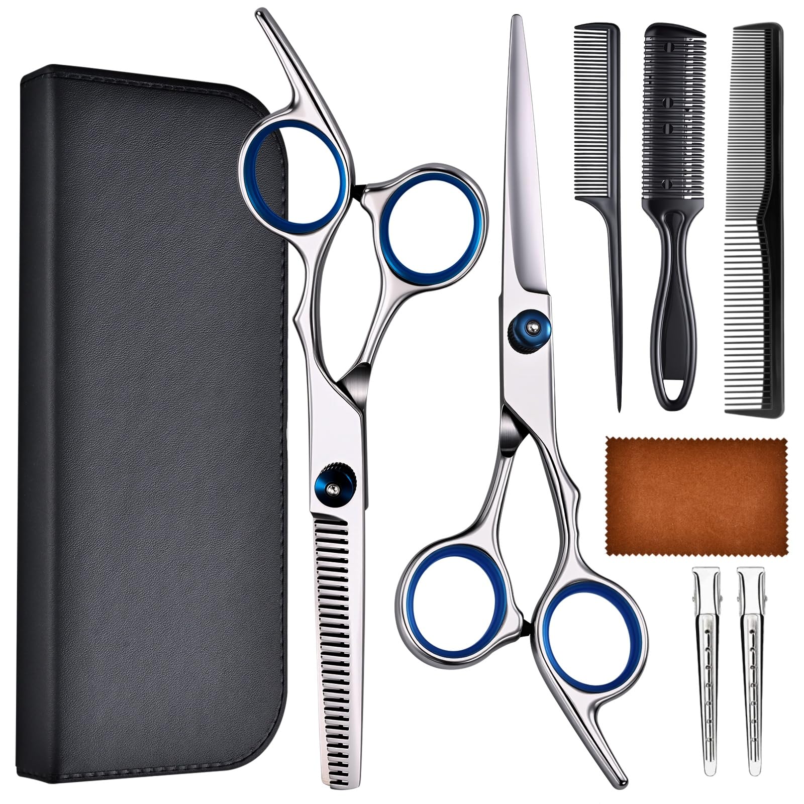 Photo 1 of YUQGAOP Hair Cutting Scissors Set, Professional Stainless Cutting Hair Scissors, Barber Hair Cutting Scissors Thinning Shears Sharp Blades Hairdresser Haircut for Women/Men/kids, LFJ1234