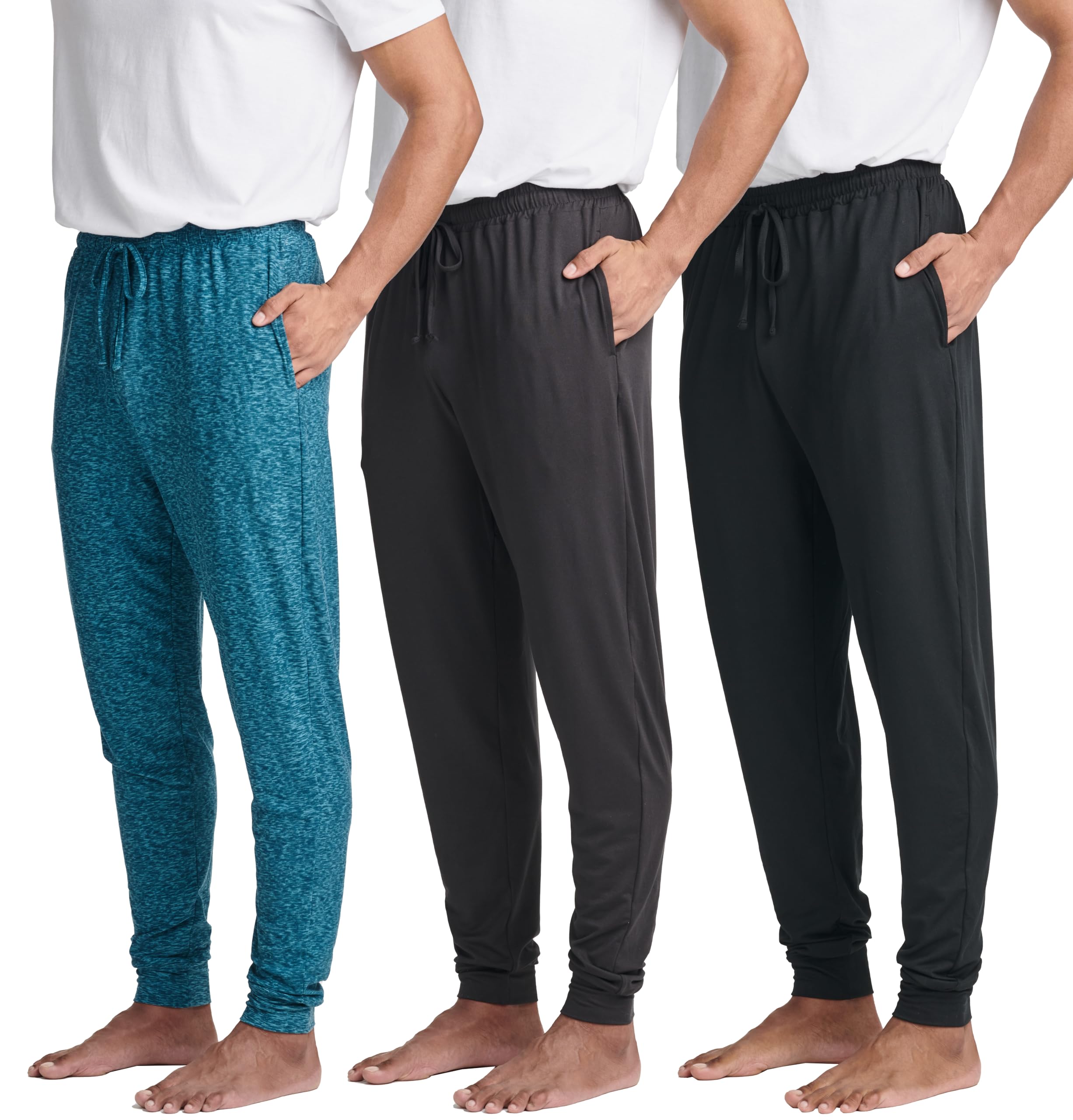 Photo 1 of Real Essentials 3 Pack: Men's Soft Lounge Sleep Joggers - Pajama Pants Drawstring & Pockets (Available in Big & Tall) - Set 3, XXL