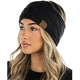 Funky Junque Winter Headbands for Women – Warm Head Wraps, Earmuff Style Ear Warmers, Cozy Headwrap for Running, Womens Outdoors Gear & Accessories - Black
