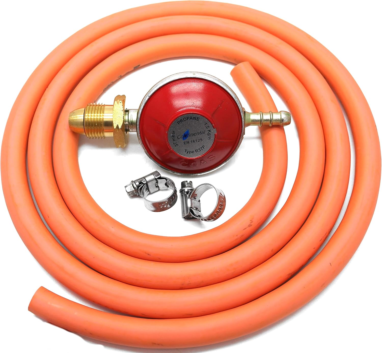 Propane Regulator 2m Hose Kit Fits Calor Gas & Flogas Screw in cylinders, Orange, 200 cm hose, 1.5 kgh regulator - Image 3