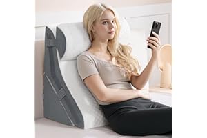 3-in-1 Orthopedic Bed Wedge Pillow Set Memory Foam Adjustable 9&14'' Folding Triangle Pillow for Leg Knee Support Sleep Apnea