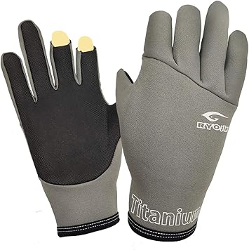 Amazon フィッシンググローブ タイタニウム 防寒グローブ 3本カット W309 Gy L Ryojin リョジン グローブ