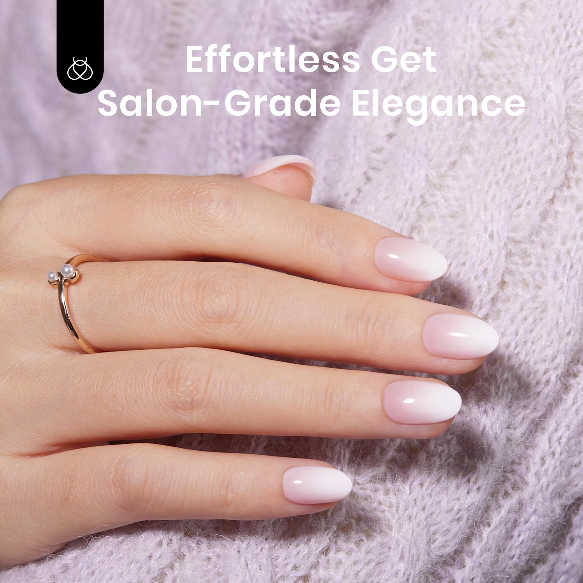 Beetles French Tip Press On Nails, 16 Sizes 224 Pcs Ombre Pink Extra Short Almond Press On Nails 4 In 1 Gel Nail Tips Pre-Applied Primer Base Soak Off Uv Nail Extension Valentines Gift for Women - Image 7