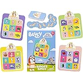 Bluey Bingo's Bingo Game, Match Pictures of Bluey & Bingo's World On Your Bingo Card with The Calling Cards, Be The First to 