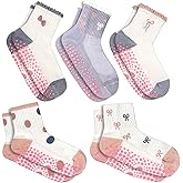 ERMO NKES Cute Yoga Socks for Women, Non Slip Grip Pilates Barre Crew Socks with Heart Bow, US Size 5-9