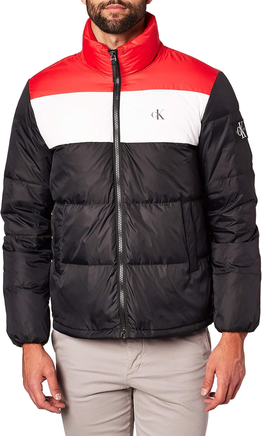 calvin klein colorblock puffer jacket