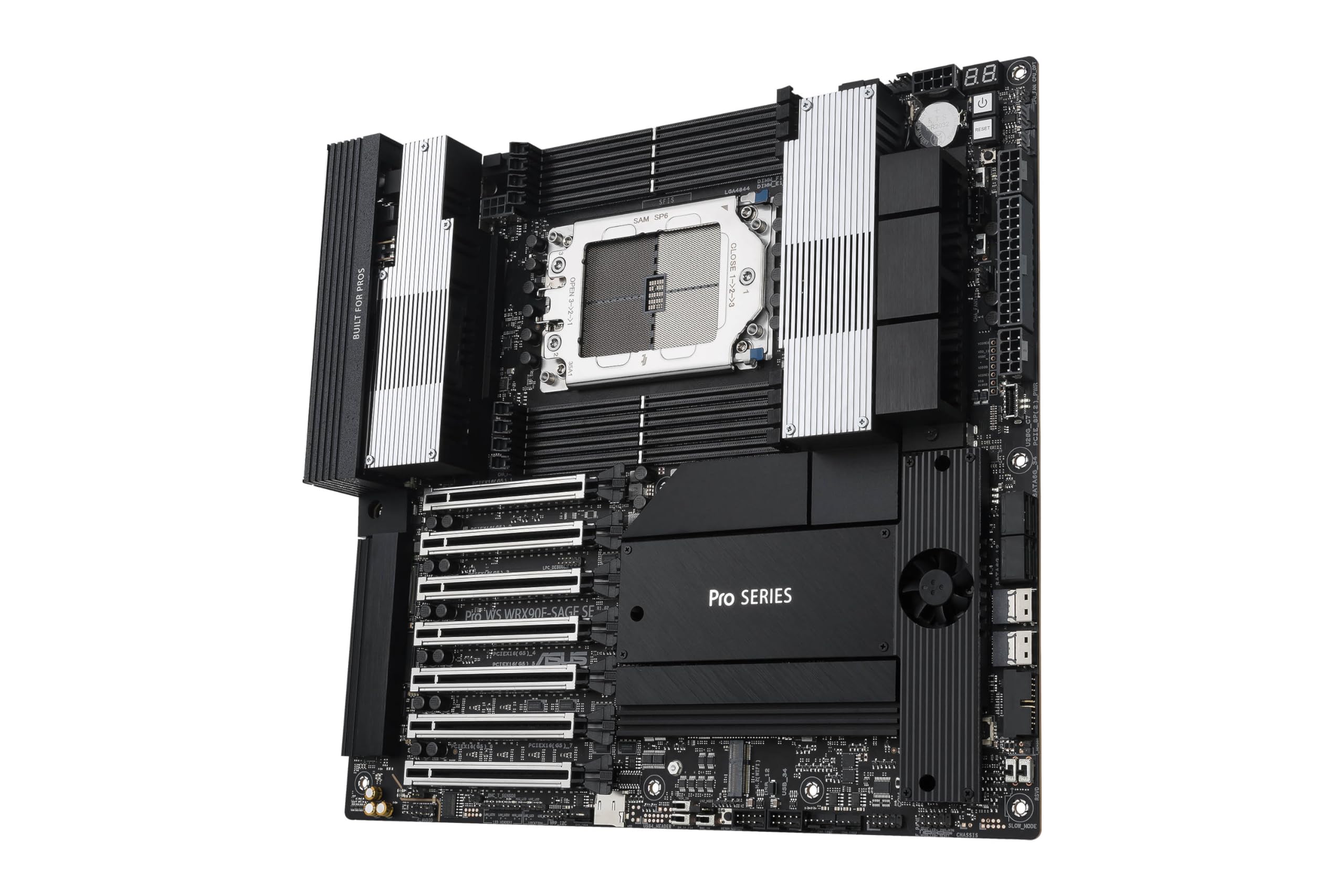 ASUS Pro WS WRX90E-SAGE SE EEB Workstation Motherboard, AMD Ryzen™ Threadripper™ PRO 7000 WX-Series, ECC R-DIMM DDR5, 32 Power-Stage,7xPCIe 5.0x16, PCIe 5.0 M.2, 10Gb & 2.5Gb LAN, Multi-GPU Support