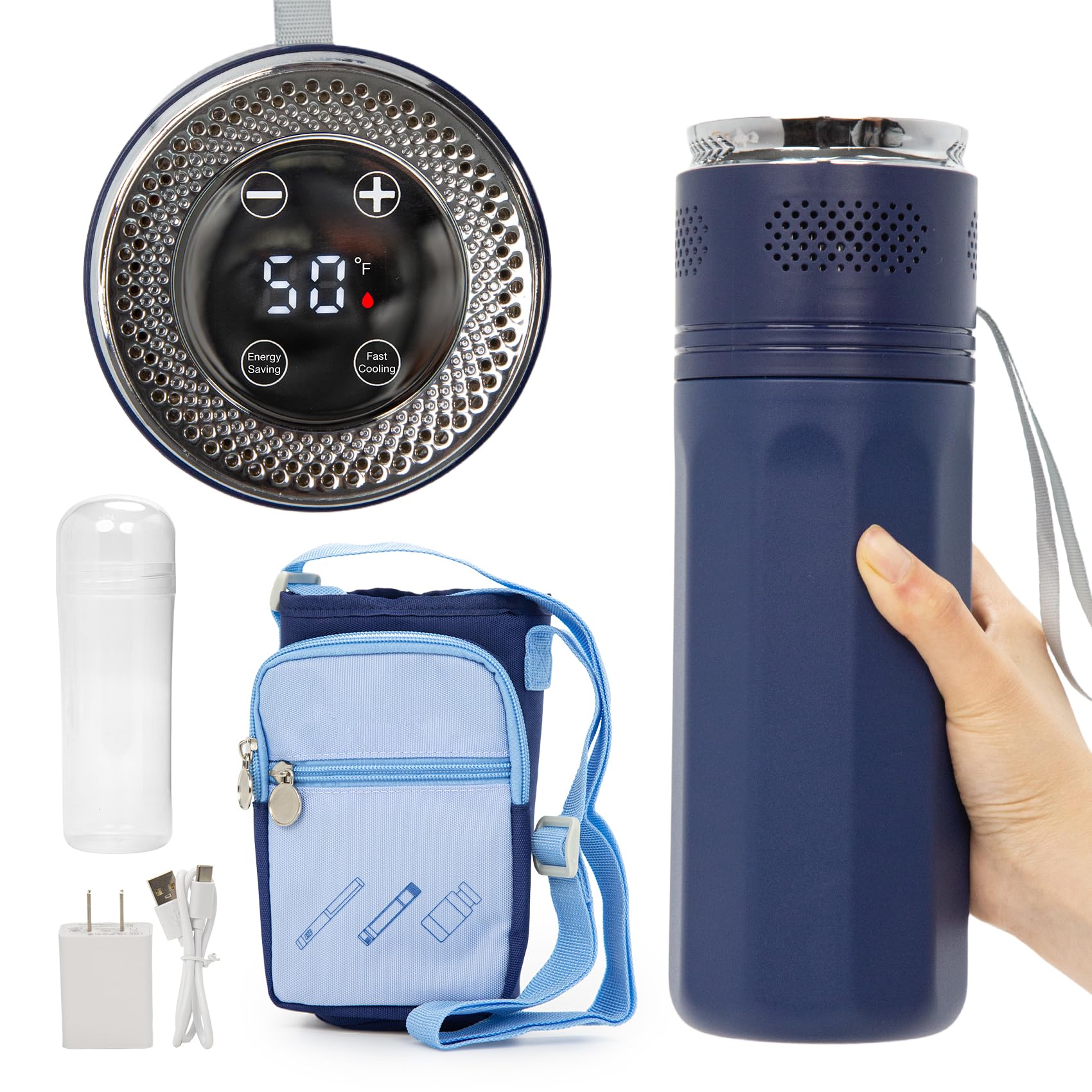 Photo 1 of Ceelpeopar Electric Insulin Cooler Travel Case TSA Approved, Portable Insulin Cooler, Medication Cooler for Travel, 35-46°F Adjustable Smart Insulin Cooler for Medication & EpiPens