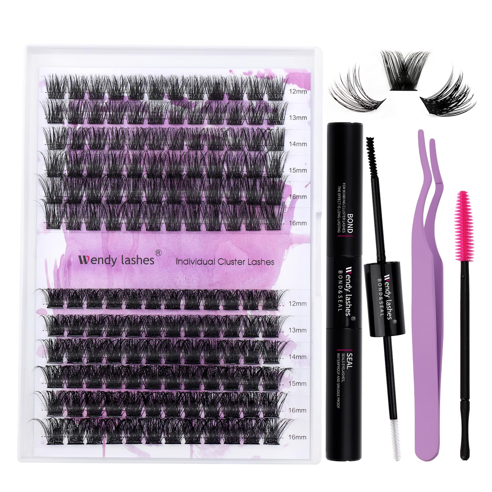 Individual Lashes D Curl Cluster Lashes Kit Mix 12-16mm FD18/B 0.07mm DIY Lash Extensions Kit Individual Lash Clusters Kit Soft Cluster Eyelash Extensions(FD18+B-D-Cluster Eyelashes Kit)
