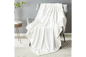 DREAMNINE Super Soft Fuzzy Fleece Throw Blanket for Couch Sofa 50" x 60", Decorative Solid Lightweight Velvet Blankets for Chair, Cozy Accent Shaggy Micro Plush Flannel Blanket for Bedroom Dorm, White