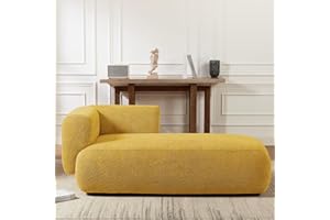 KHSDJSRUY Upholstered Chaise Lounge Indoor for Living Room Bedroom Office Chaise Lounge Sofa： Boucle Fabric Chaise Lounge Sofa Indoor (Boucle Yellow)