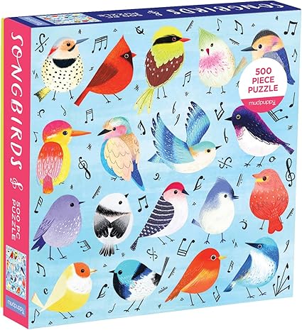 Amazon Com Mudpuppy Songbirds 500 Piece Family Jigsaw Puzzle Illustrated Songbird Puzzle For Families And Adults With Colorful Birds And Music Notes Toys Games