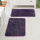 MIULEE Dark Purple Bathroom Rugs Set 2 Piece, Soft Absorbent Microfiber Large Bath Mat Set, Non Slip Quick Dry Machine Washable Plush Shaggy Bath Rugs for Bathroom Floor, Tub and Shower, 24X36 inches