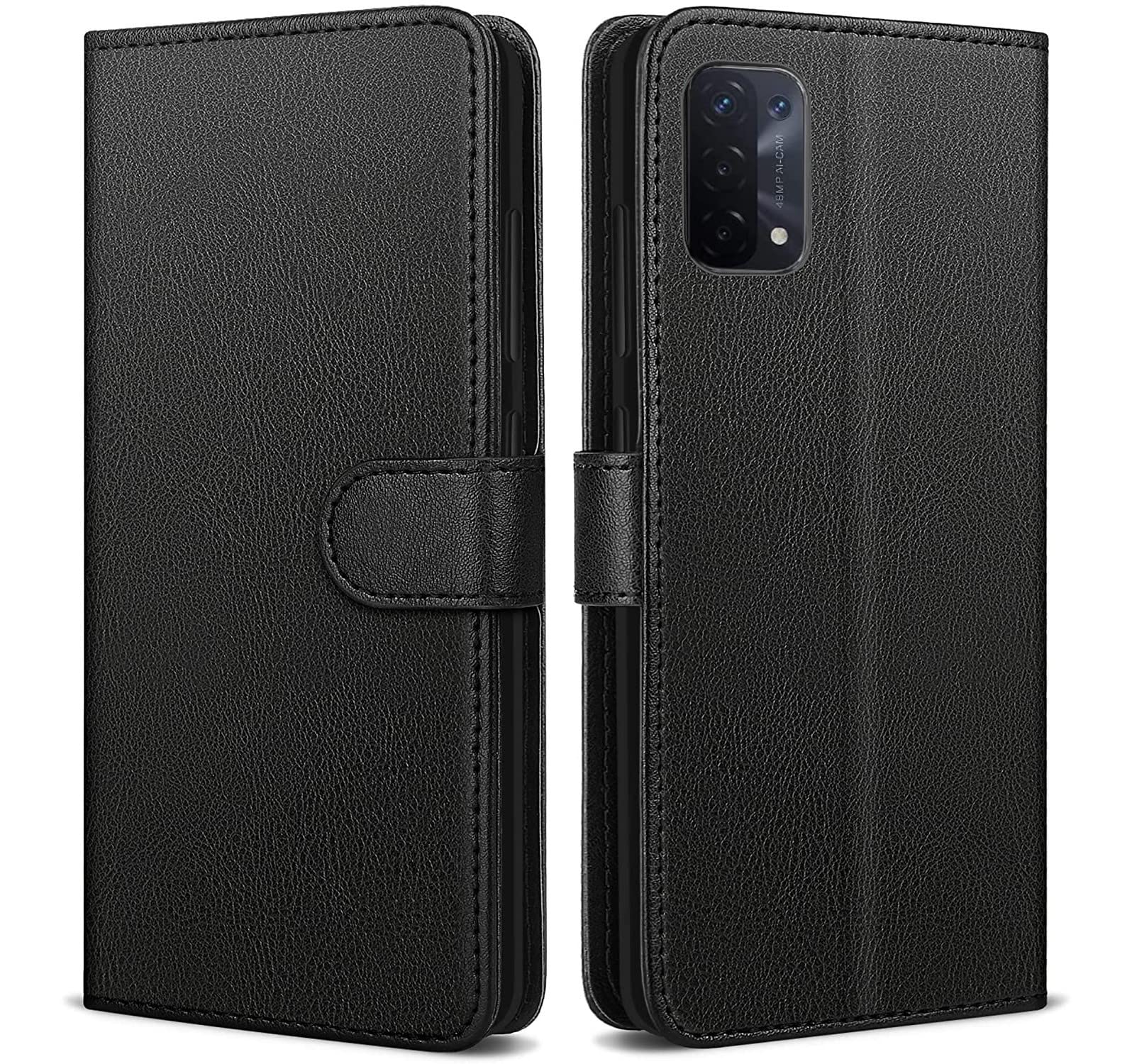 NWNK13 For Oppo A54 5G / A74 5G / A93 5G Case Leather Wallet Book Flip Stand View Phone Cover with Card Holder Slots Compatible with Oppo / A74 5G (Black)