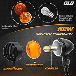 NTHREEAUTO Motorcycle Blinkers, Waterproof Aluminum